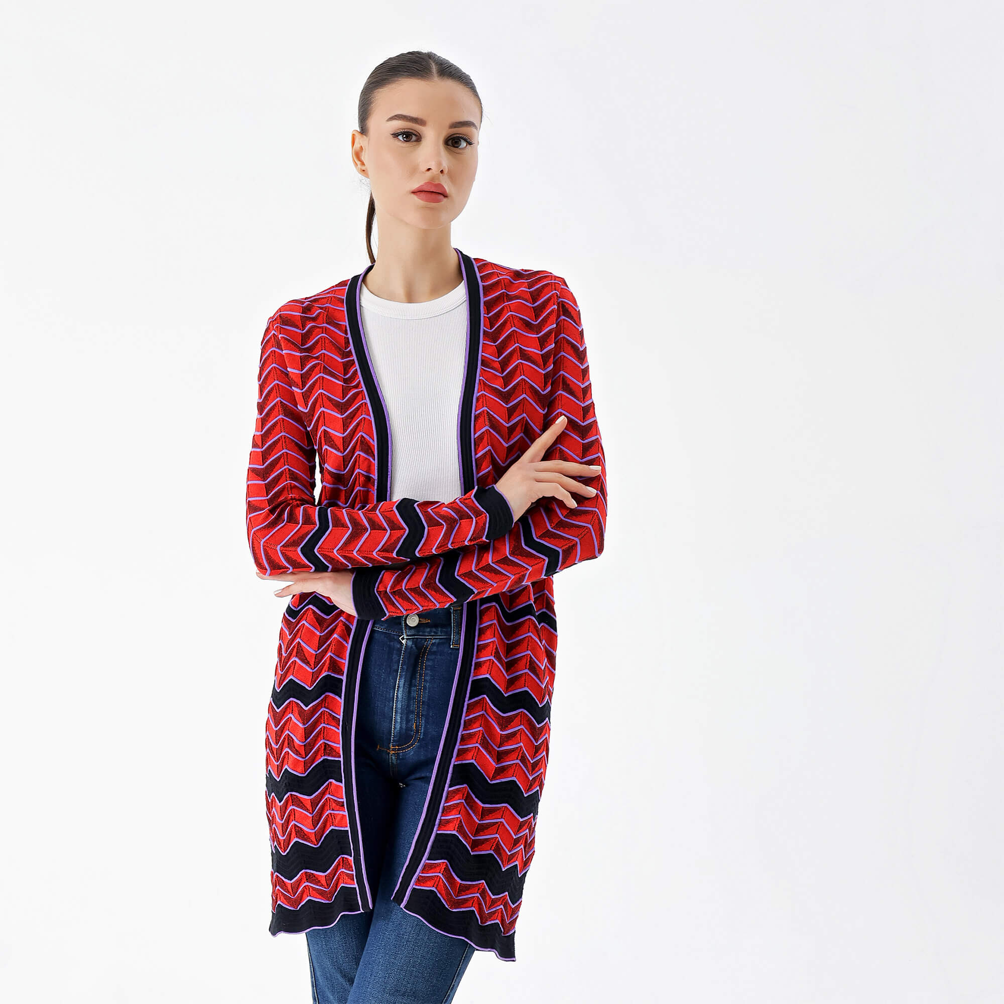 Missoni - Red&Purple&Black Zigzag Cardigan